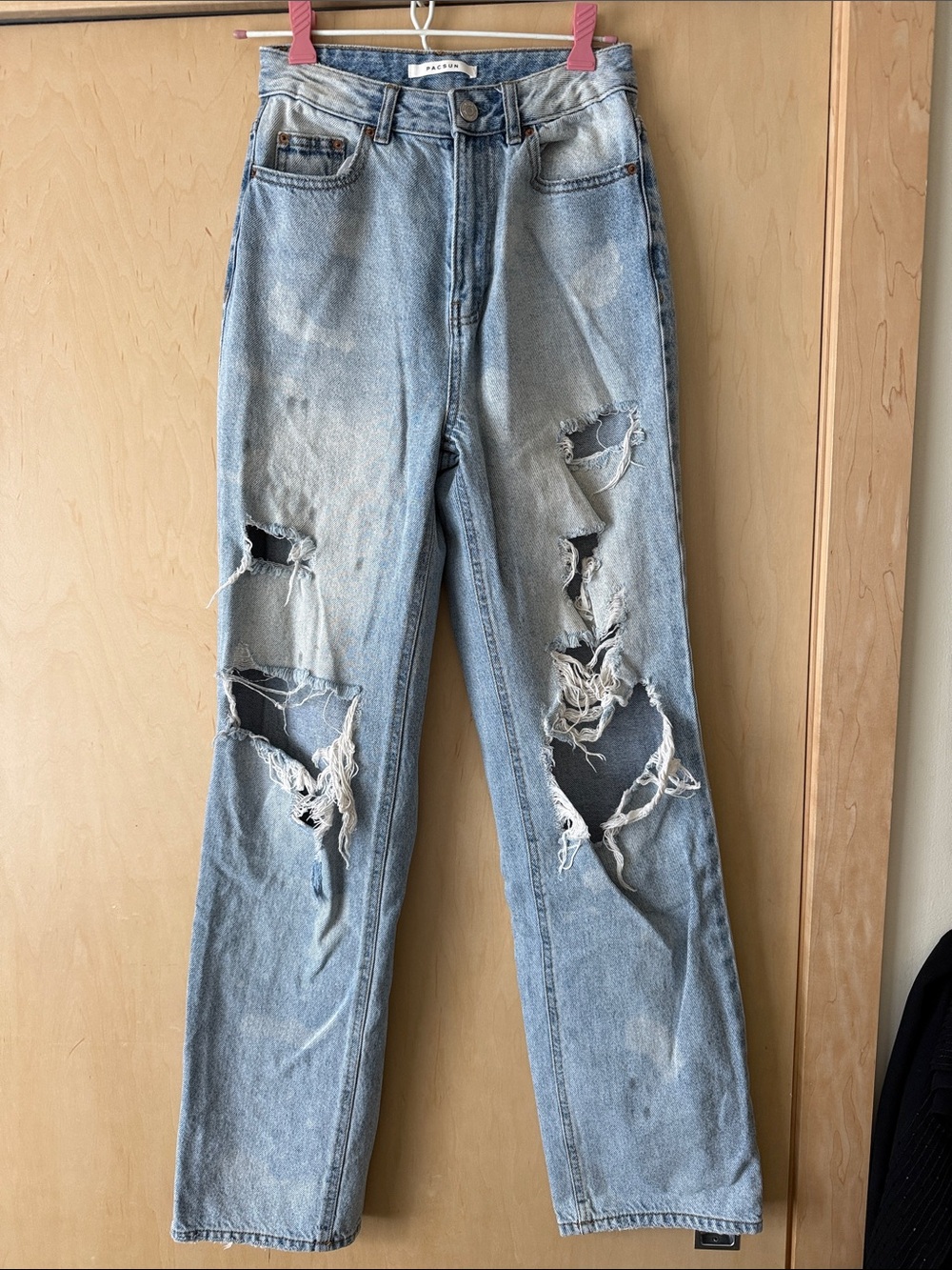 PacSun Light Blue Distressed Straight Leg Jeans
